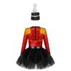 Kids Honor Guard Costume Long Sleeve Tassel Shoulder Zipper Tutu Leotard Feather Hat Ceremonial Dress Up Outfit