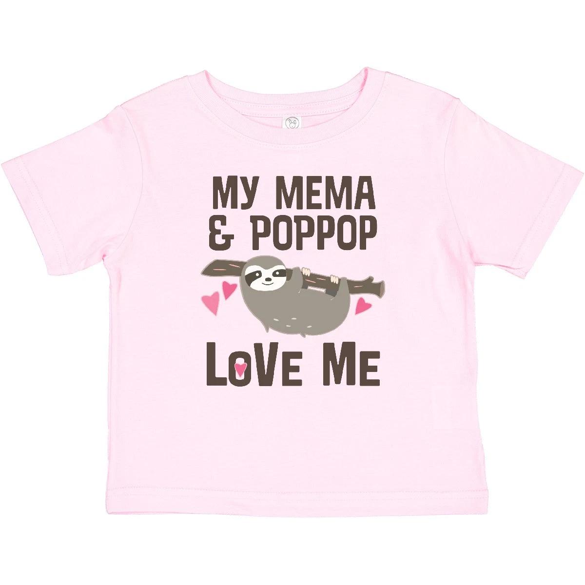 Inktastic Mema And PopPop Love Me Girls Sloth Baby T-Shirt Pop Grandchild Girl 160