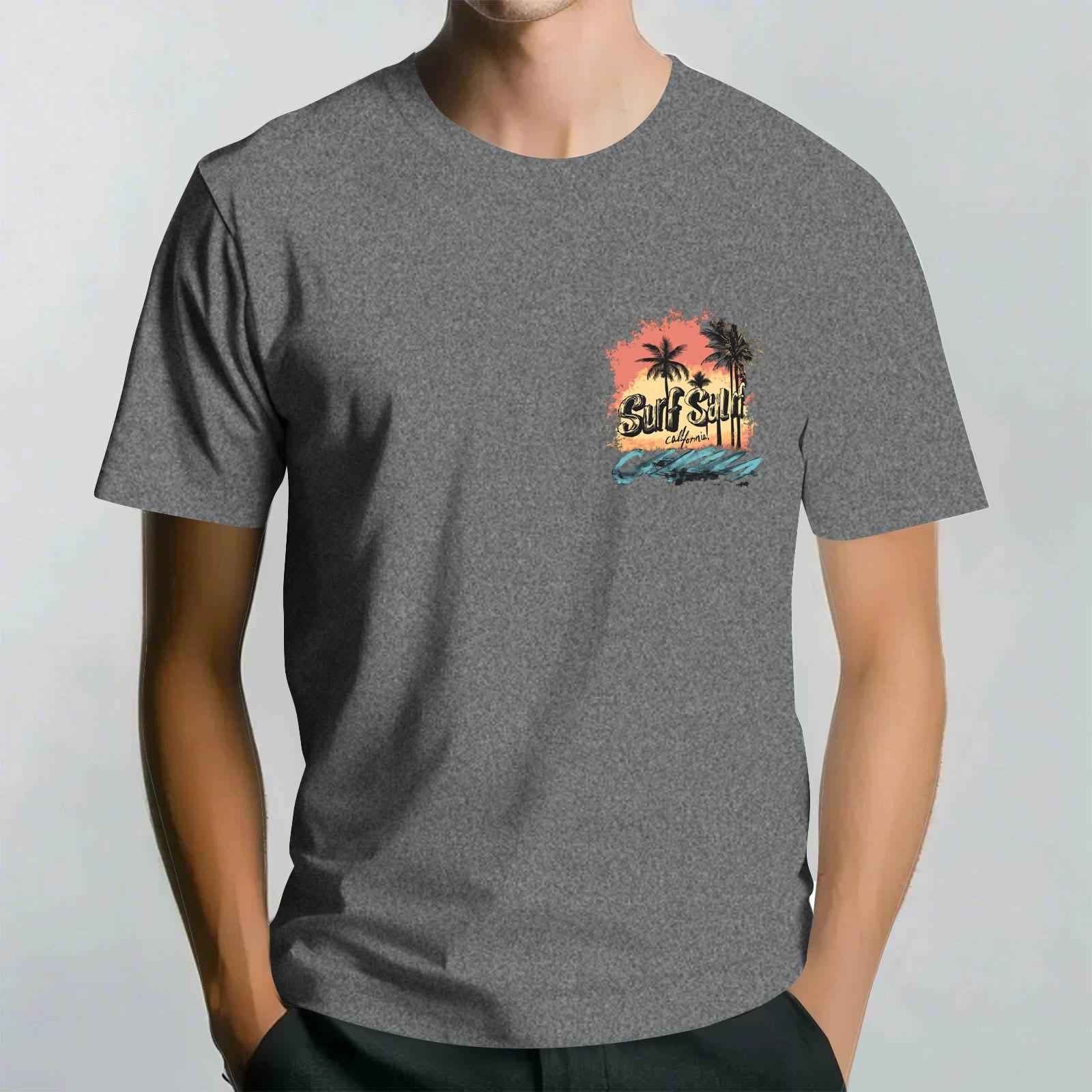 

Мужская повседневная футболка с круглым вырезом и коротким рукавом с гавайским принтом M