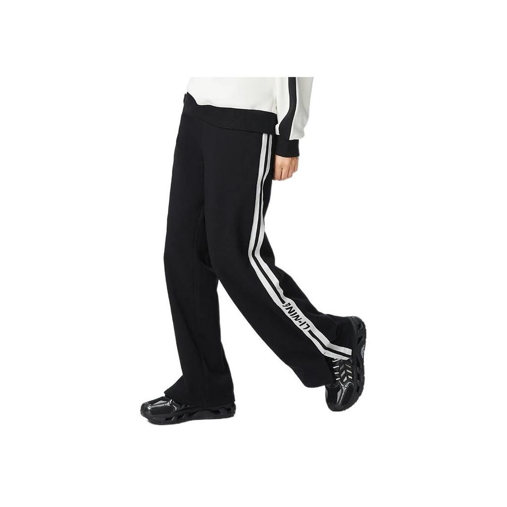 Li Ning Sports Lifestyle Serie Einfarbig Gestreift Kordelzug Fleece Warm Locker Sweatpants Damen Unterteile Schwarz AKLSH10-1