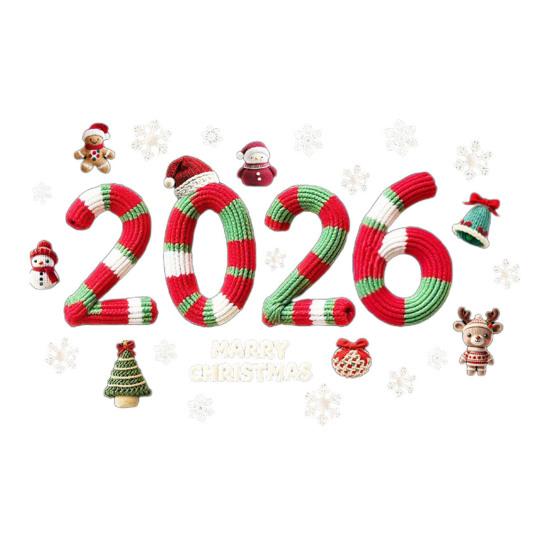 

Рождественская наклейка на окно, водонепроницаемая, ПВХ, вязание 2026, лось, снеговик, снежинка, елка, колокольчик, статическая наклейка на стекло, праздничное украшение для вечеринки, наклейка Sets