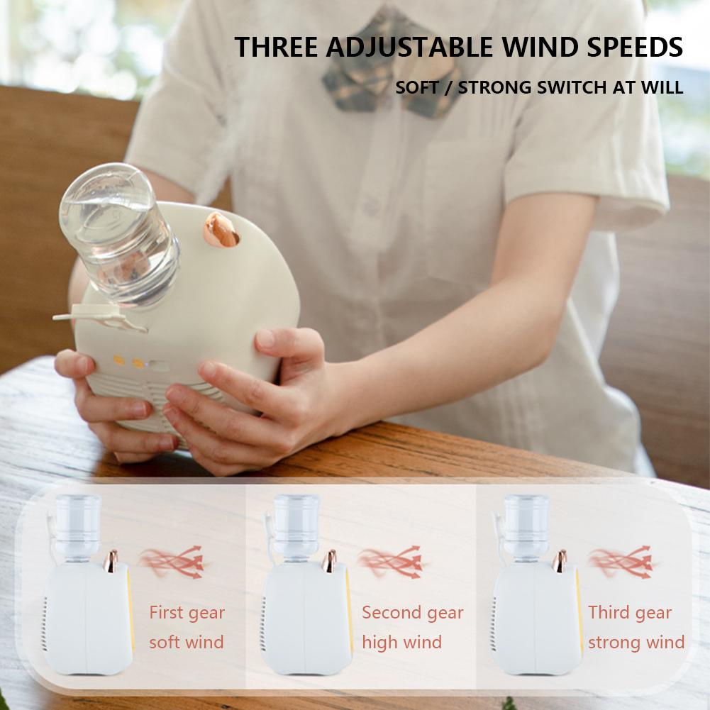 1200mAh Desk Misting Fan USB Rechargeable Water Cooling Fan Adjustable Grid Desktop Air Cooler Replaceable Water Tank Indoor Use