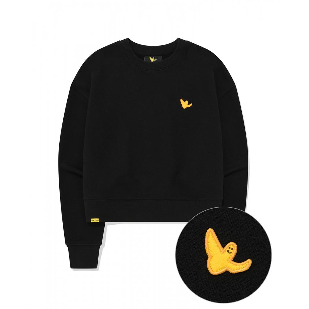 

WHATITISNT Womens Angel Wappen Crop Sweatshirt Black