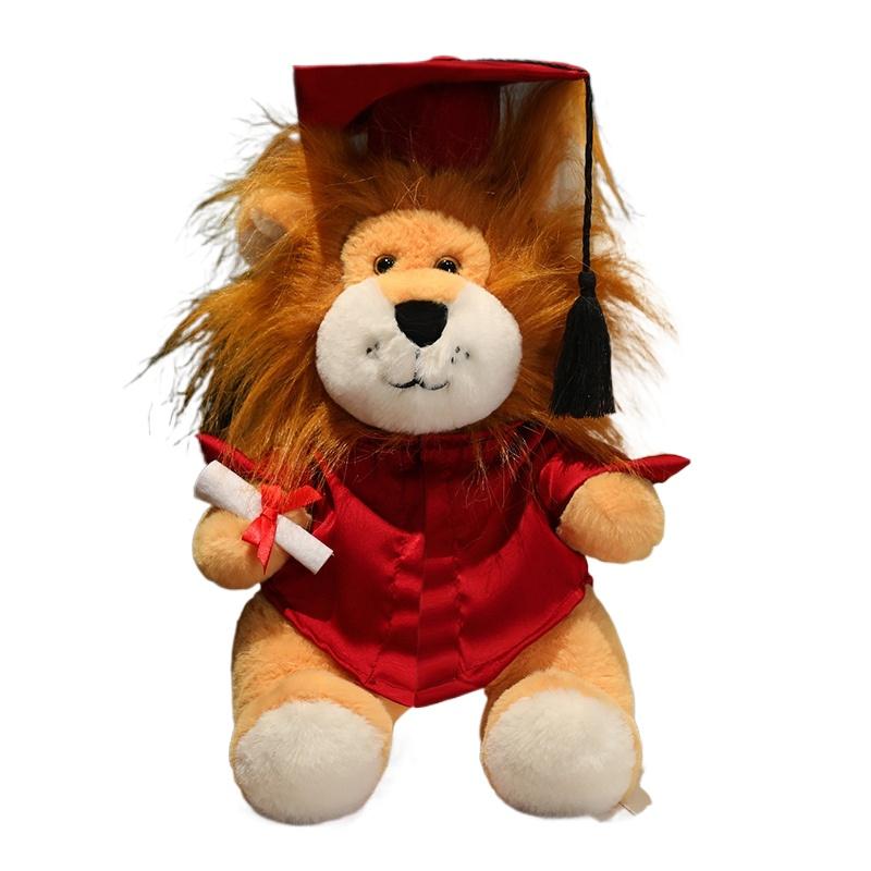 

Творческая симуляция выпускной Лев плюшевая кукла костюм бакалавра шляпа доктора лев животное плюшевая игрушка для студентов выпускной подарок about 35cm красный