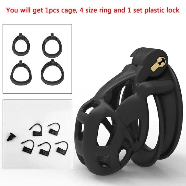 Newest!!!  V6 Version 3D Printed Double-Arc Chastity Device with 4 Size Ring, Penis Ring Lock Cage Cock Belt, Adult Sex Toys