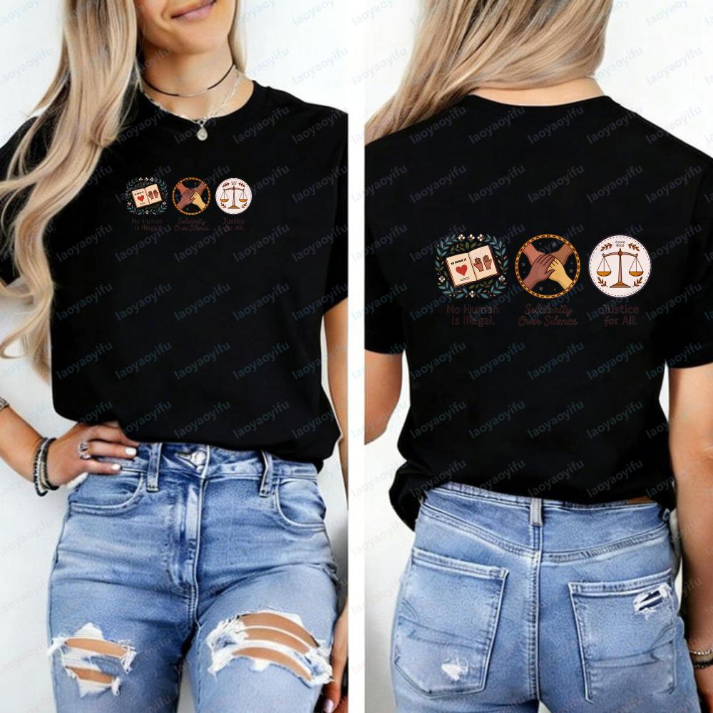 HuUnisex Rechte T-Shirt Gleichheit Soziale Gerechtigkeit Unisex Kleidung Gothic Harajuku Ästhetische Kleidung Y2k Oberteil Hochwertige Baumwolle Oberteile