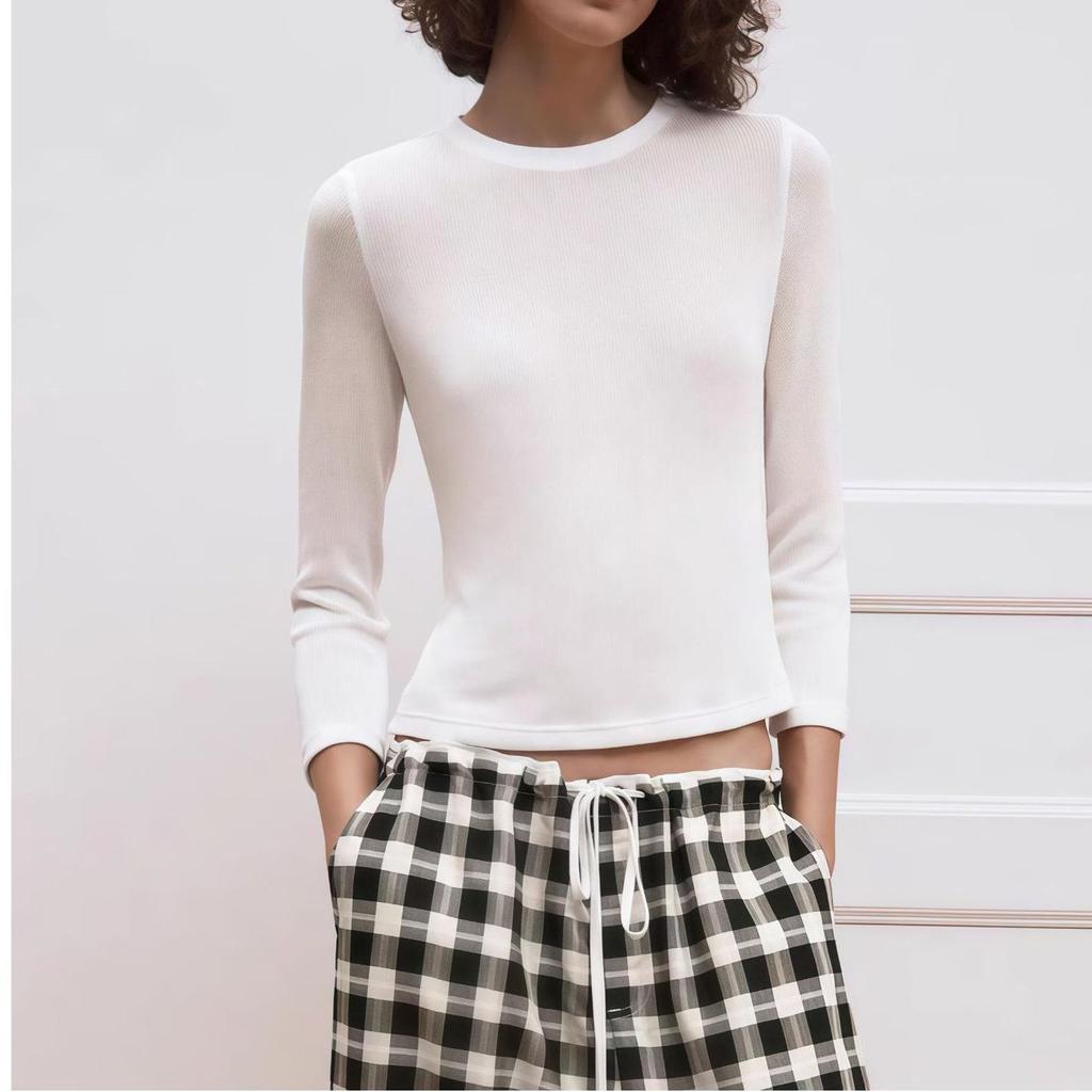 Plaid Casual Classic Loose Top and Wide-Leg Pants Set