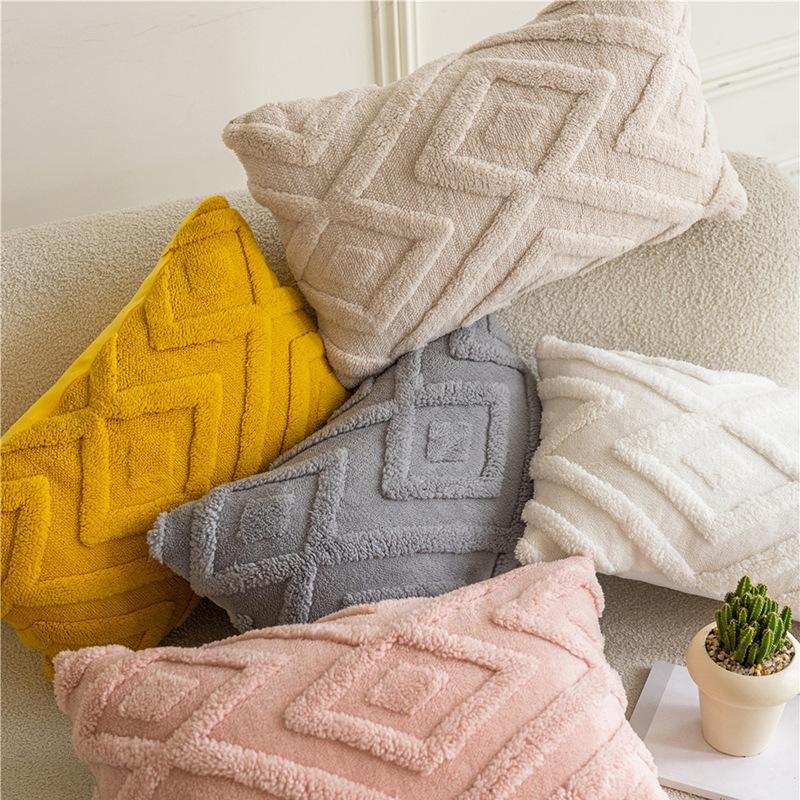 Diamond Geshu Samtkissenbezug Modern Schlicht Heimdekoration Kissenbezug Wohnzimmer Einfarbig Sofakissen Kissen