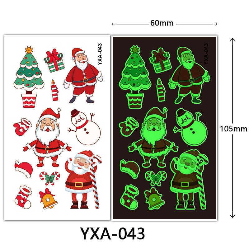 Christmas Luminous Tattoo Sticker Glowing Waterproof Sweat Cute Cartoon Holiday Party Temporary Sticker