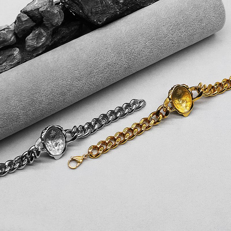 Lion Head Hip Hop Bracelet: Trendy Thick Chain, Heavyweight Titanium Steel for Men and Women