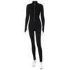 European and American Women's Solid Color Long Sleeved Zippered Waist Slimming Exercise Yoga Jumpsuit