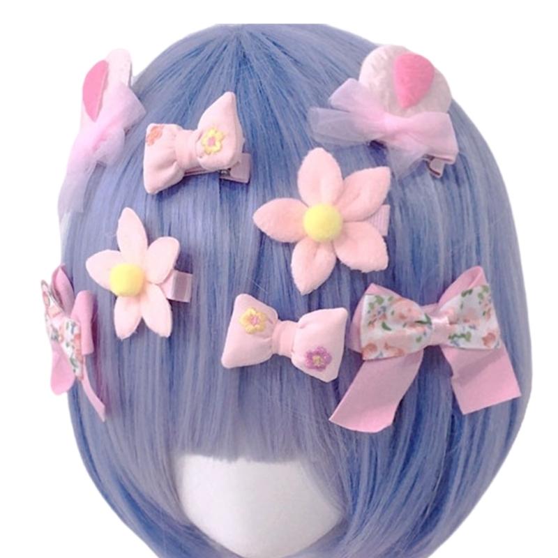 Casual Barrettes Hair Clip Flower Sweet Colorful Flat Clip Hairpin Colorful Bowknot 2000s Hair Clip for Bunches