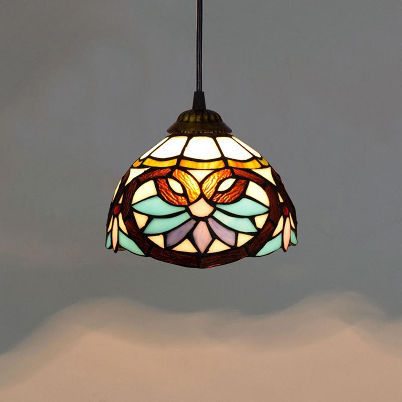 20cm/8“ European Stained Glass Pendant Lamp Dinning Room Chandeliers Hanging Light Bedroom Lighting Fixture Home Luminaria Decor