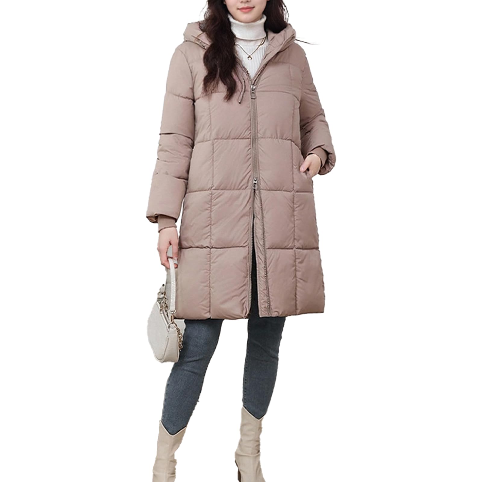 

inotenka Пуховик Скамья Длинный Плюс Утепленный Однотонный Зимний Холодный Уличный Женский Куртка, Пальто, Пальто, Верхняя одежда, Размер, С капюшоном, Пальто, Стройнящий, Цвет, Носить,