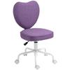 Heart Desk Chair with 5 Wheels and Adjustable Height In Fabric, 40x50x79-89cm, Purple