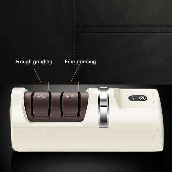 Electric Knife Sharpener Quick Sharpening Polishing Double Sided Knife Sharpener Anti-Slip Base Three-Speed Adjustment Household Knife Sharpener