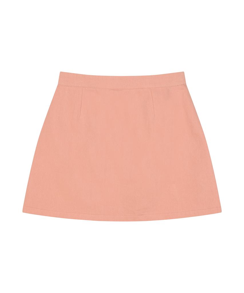 High School Disco Coated Color Block Skirt_Coral