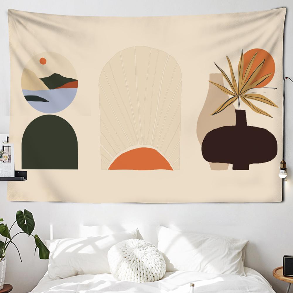 Modern abstract landscape mural crescent forest sunset mountain landscape wall tapestry home decoration tapestry