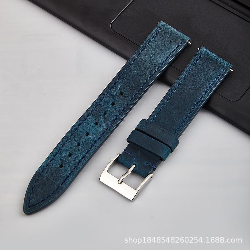 In Stock: New Retro Genuine Leather Watch Strap, Soft Frosted Quick-Release, Universal Sizes 19MM & 21MM.