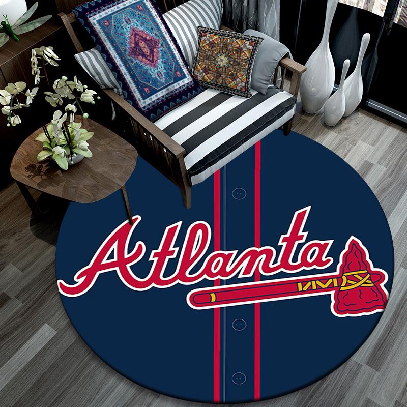Atlanta Braves,Round Area Rug,Carpet Rug for Living Room Bedroom Sofa Playroom Decor,Non-slip Floor Mat