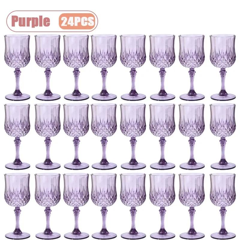 12/24PCS Shatterproof Tall Plastic Champagne Flutes Reusable Wine Glasses for Wedding Party Outdoor Picnic  Drinkware Decoration
