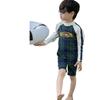 Children's Long Sleeve Plaid Patchwork One-Piece Swimsuit - Quick-Drying Swimwear for Beach & Holiday