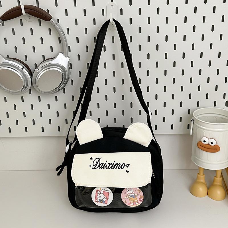 

Japanese cute small bag new girl two-dimensional yuan bar pain bag student casual shoulder bag messenger bag чорний
