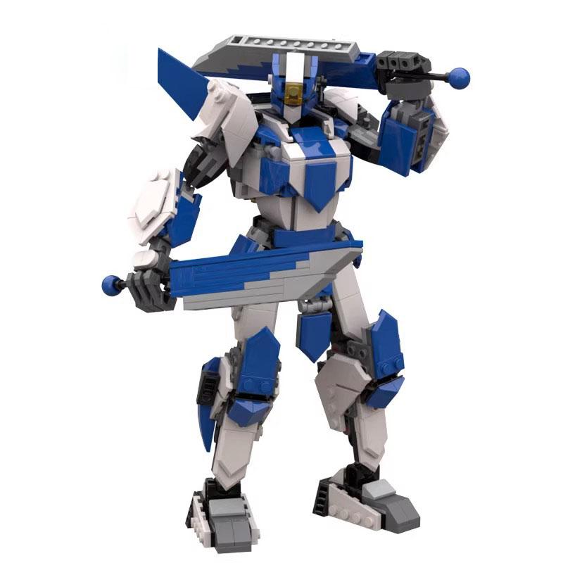 MOC Mobile Warrior Two Blade Flow Double Blade Customer Mech Qingfeng Assembled Building Block Toy Model
