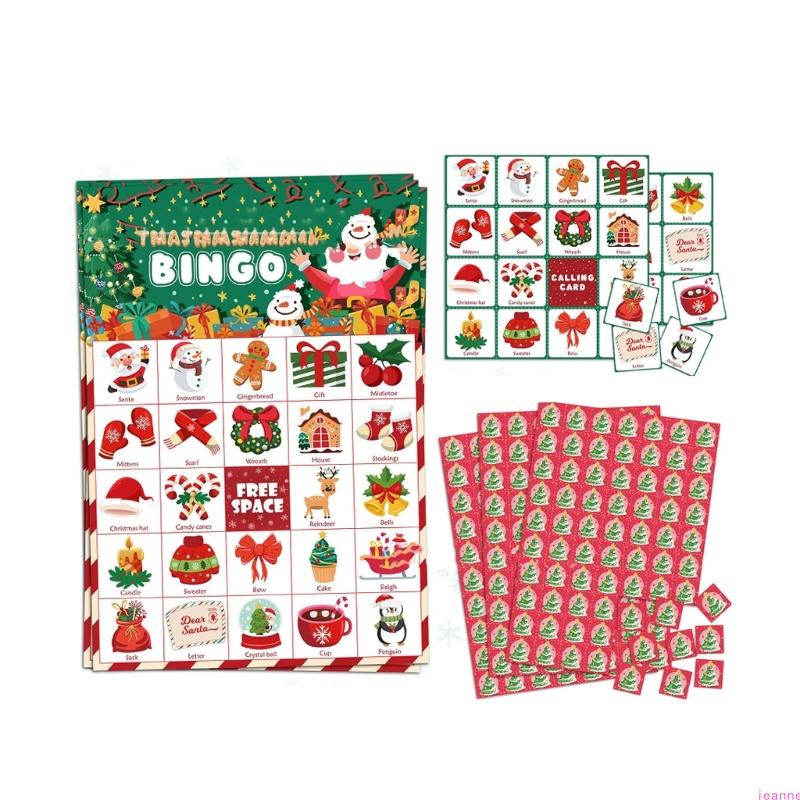 

Christmas Bingo Game Cards Pack Of 34 For 24 Players Family Office Party Entertainment Easy To Learn Holiday Activity L