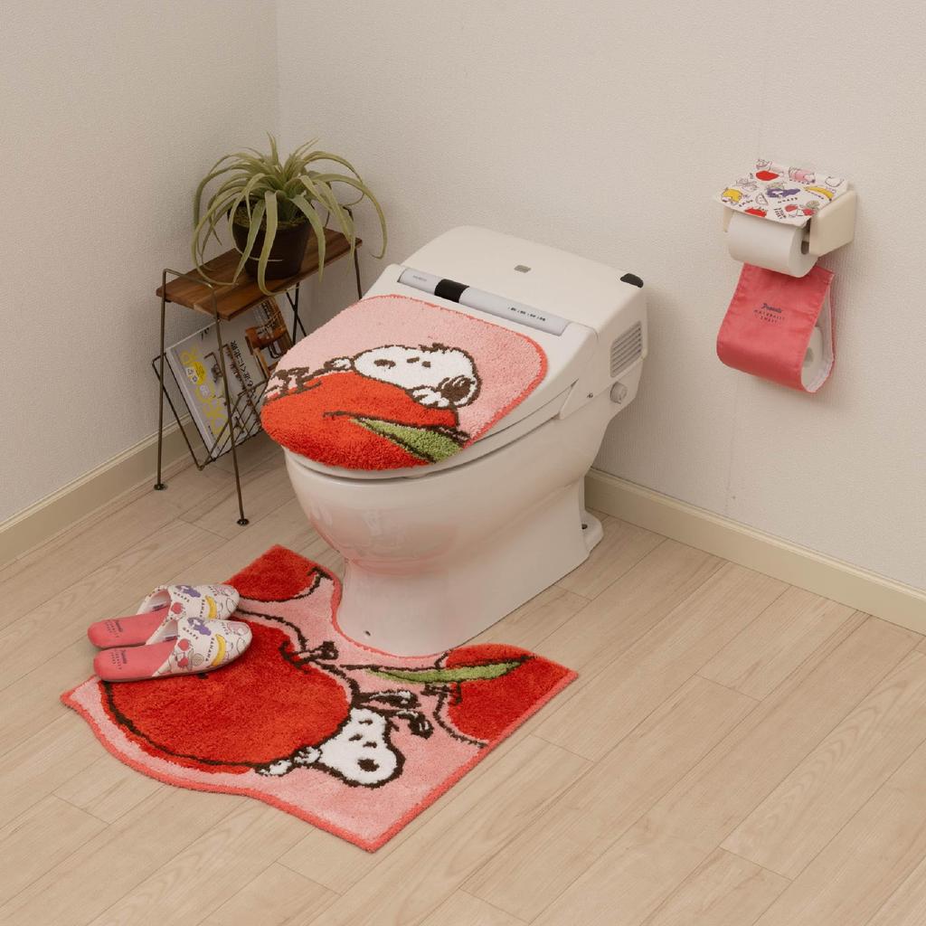 Senko Snoopy Fresh Fruit Toilet Approximately 58 x 60 Character and Animal 72671 Mat, cm, Red, Design,