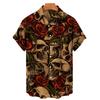 Spring Summer Men Clothes Short Sleeve Skull Pattern 3D Digital Print Casual Tops