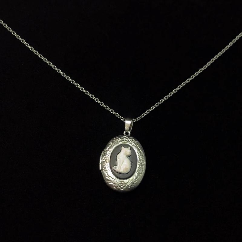 3D Cat DIY Photo Frame Necklace Customizable Handmade Pendant Necklace Adjustable Chain Choker Photo Jewelry Gothic Accessories