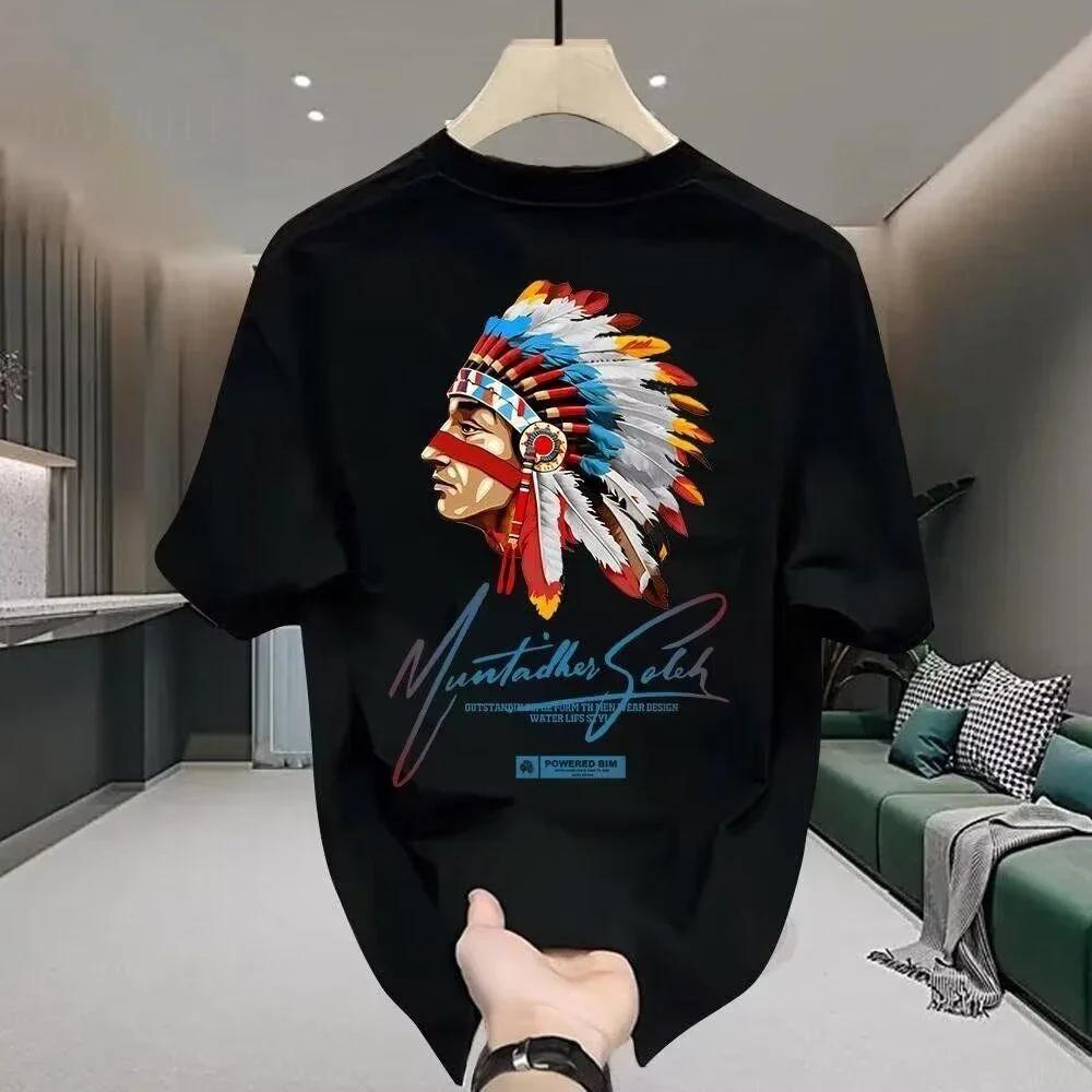 Men's Printed Summer T-shirt, Casual, Breathable and Comfortable 100% Pure Cotton T-shirt, Hip-hop Streetwear