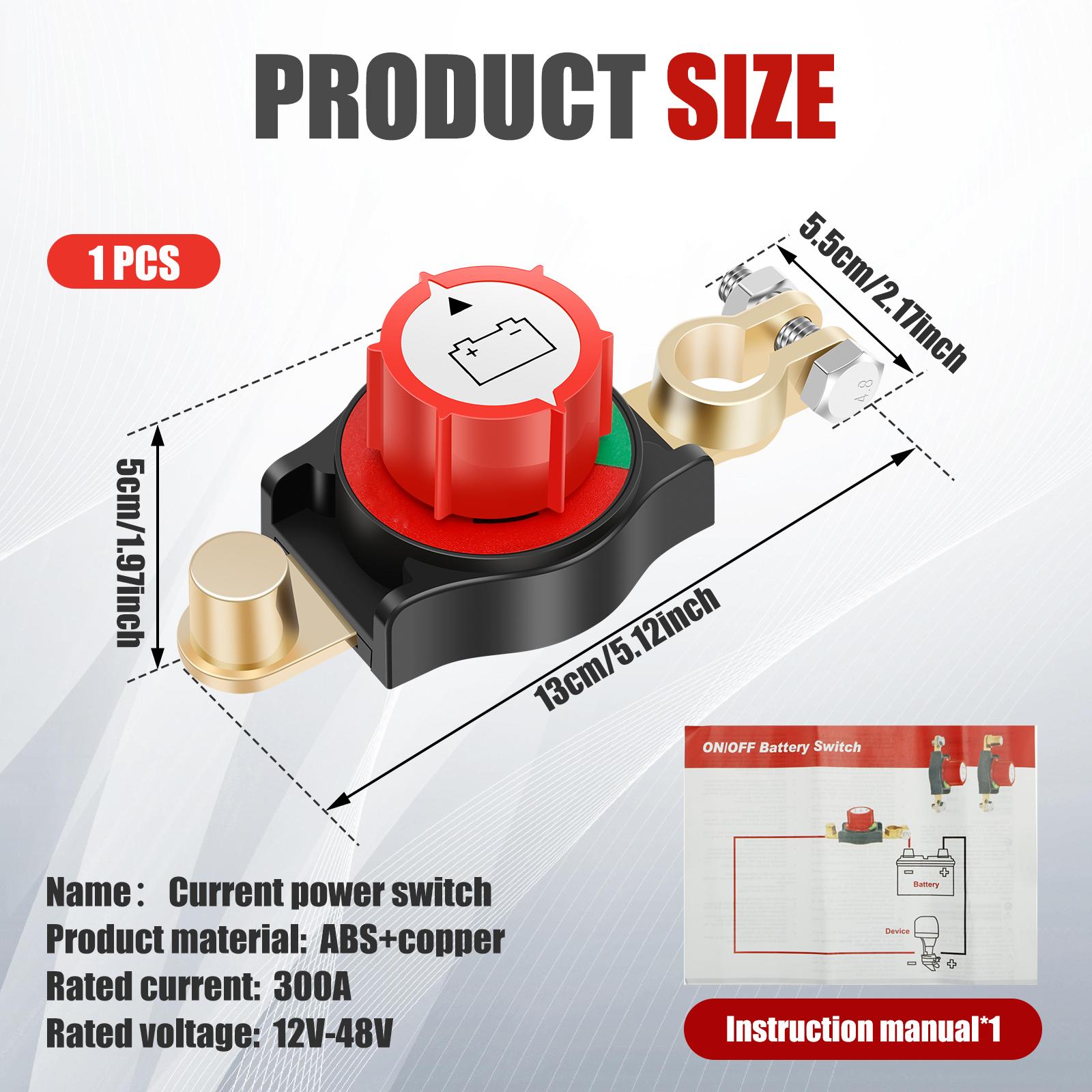 

12-48V Top Post Battery Disconnect Switch Safe Car Battery Cut Shut ON Off Kill Switch for 15 to 17 mm Cathode Battery Terminals