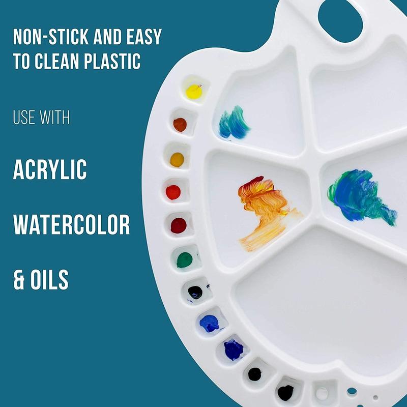 2PCS Artist Painting Palette 17 Well Fish Shaped Plastic Color Mixing Tray Kids Classroom Art Craft Watercolor