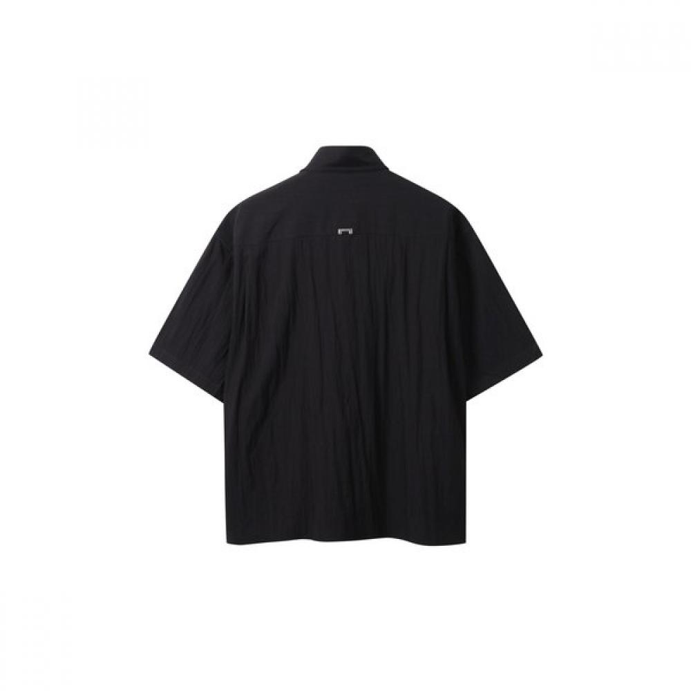 Customellow Black Oversize Half Shirt Cwsam25311bkx