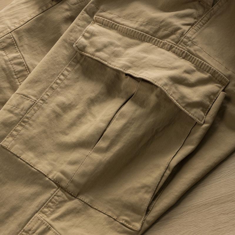 Autumn Micro-Elastic Khaki Retro Lace-Up Men's Casual Overalls