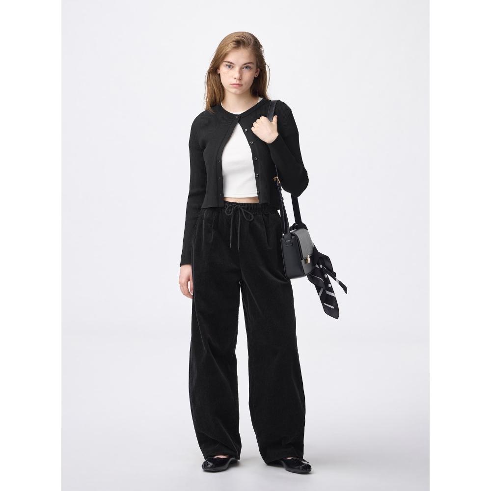 Gu Corduroy Barrel Leg Easy Pants