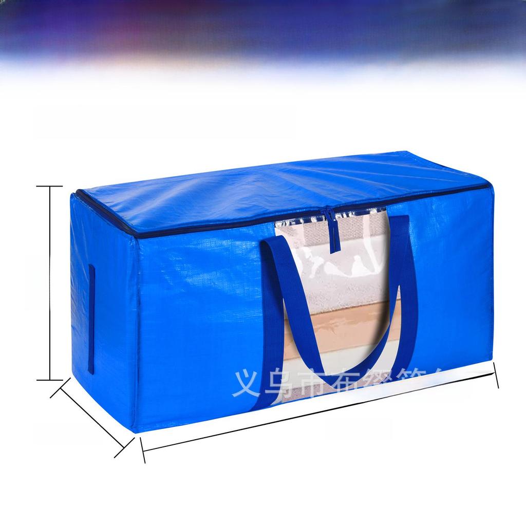 Blue PE Woven Snakeskin-Pattern Moving Bag: Thick, Coated, and Durable Backpack for Luggage.