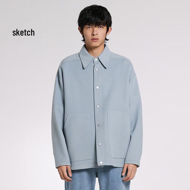 

GXG Men s Loose Fit Wool Blend Shirt Collar Coat XS