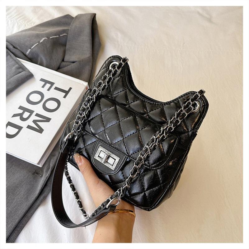 Tooxika New Style Diamond Chain Bag женская сумка через плечо большой вместимости чёрный