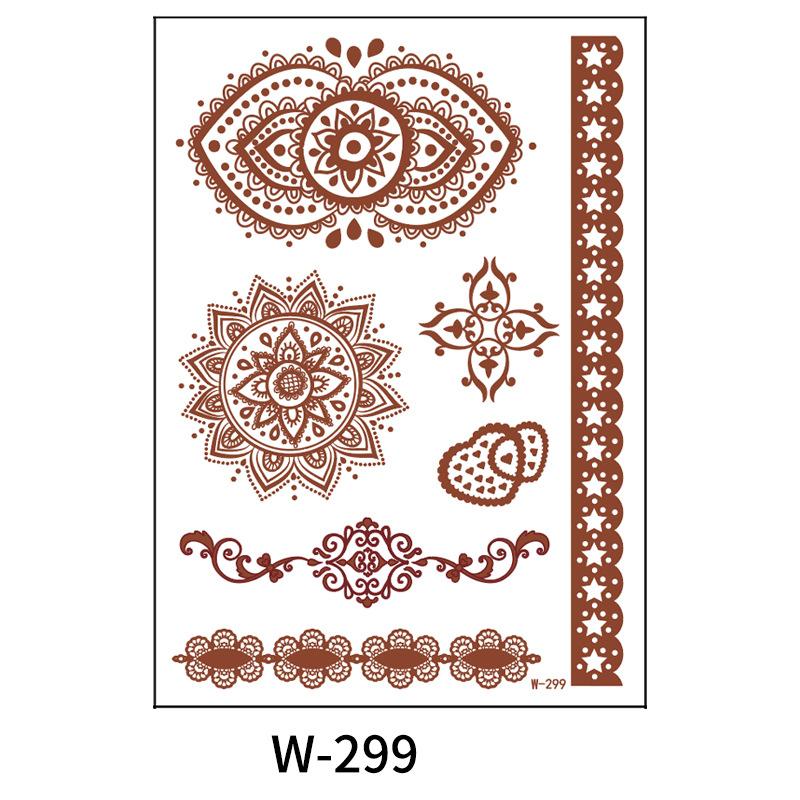 Indian Lace Tattoo Sticker Reddish-Brown Waterproof Tattoo Sticker
