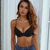 Underwear Letter Black Cotton Moulded with Steel Ring Fashion Adjustment Bra Simple Bra