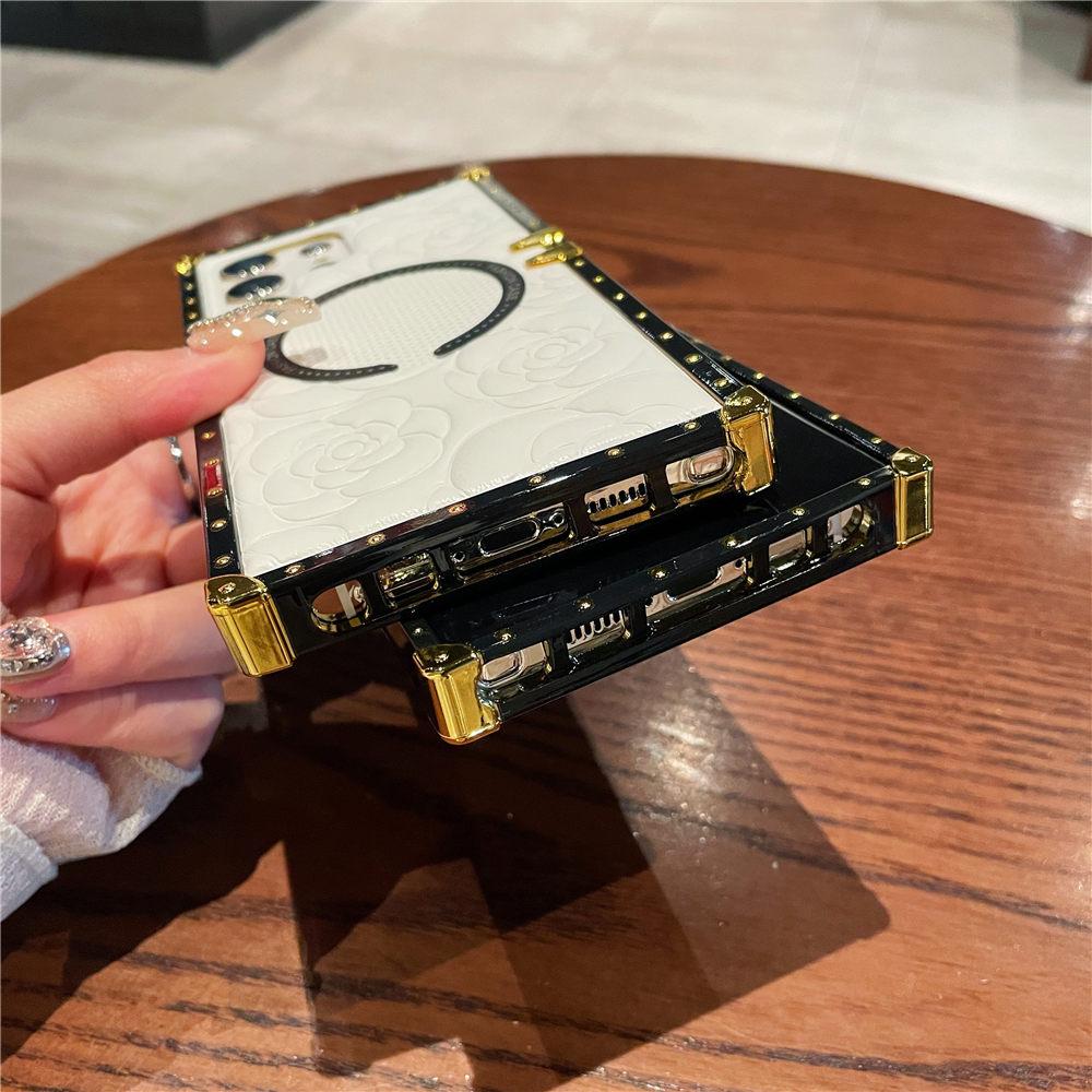 For Magsafe Wireless Charging 3D Flower Leather Case For Samsung Galaxy S25 S24 Ultra S23 Plus S23FE S22 TPU Shockproof Cover