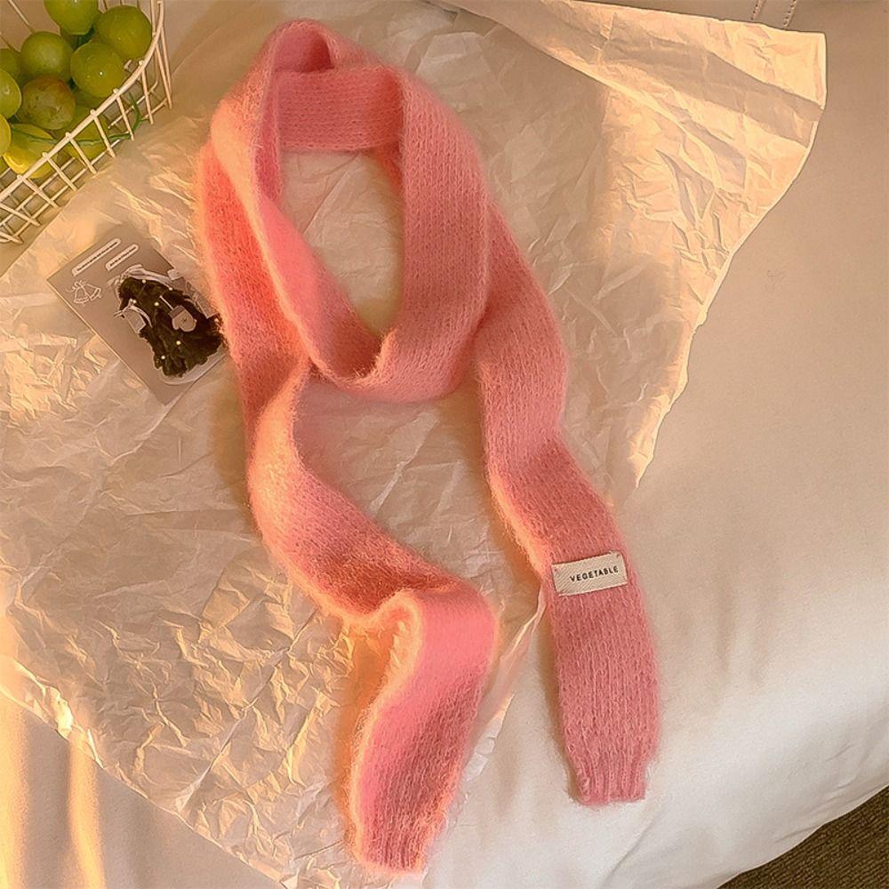 Cachecóis Longos e Estreitos Estilo Coreano Cachecol Tricotado Macio Harajuku Cachecol Fino Y2K Fofo Feminino