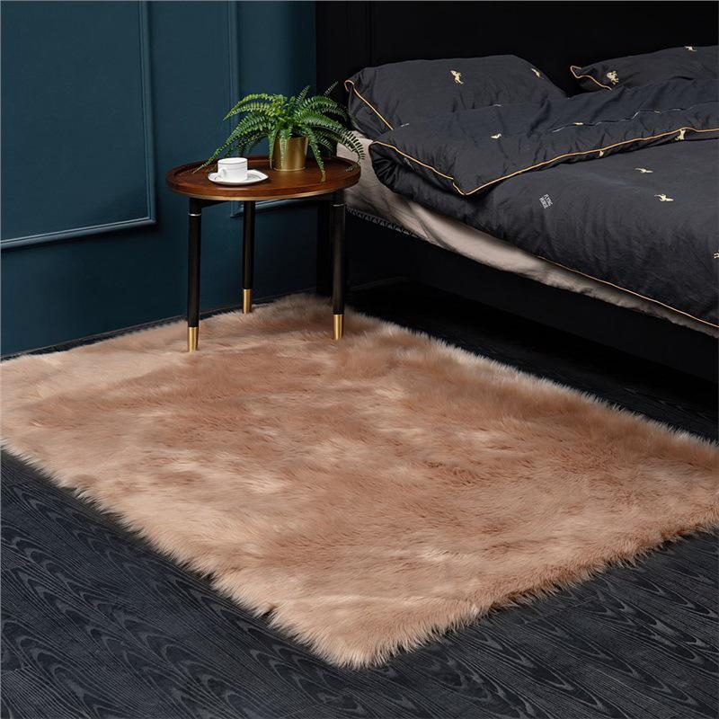 

Nordic Style Plush Living Room Carpet - Cute Full Coverage Imitation Wool Rug for Bedroom & Sofa Area. 60x90