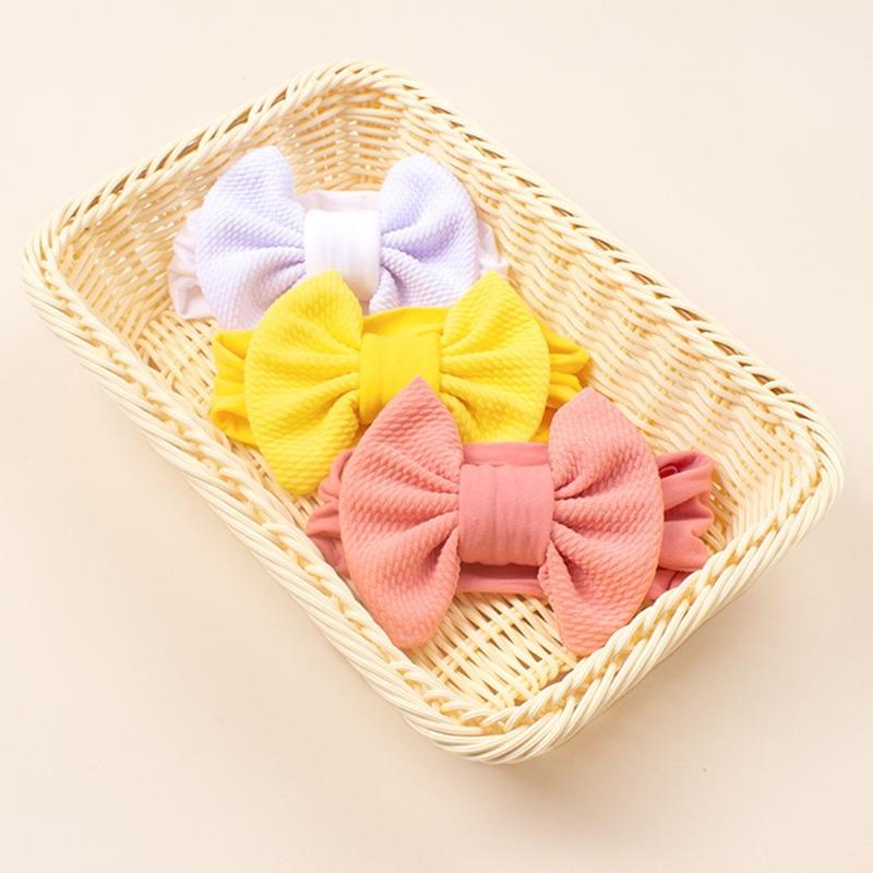 New children's threaded headgear, baby candy-colored nylon bow headscarf, summer baby headband