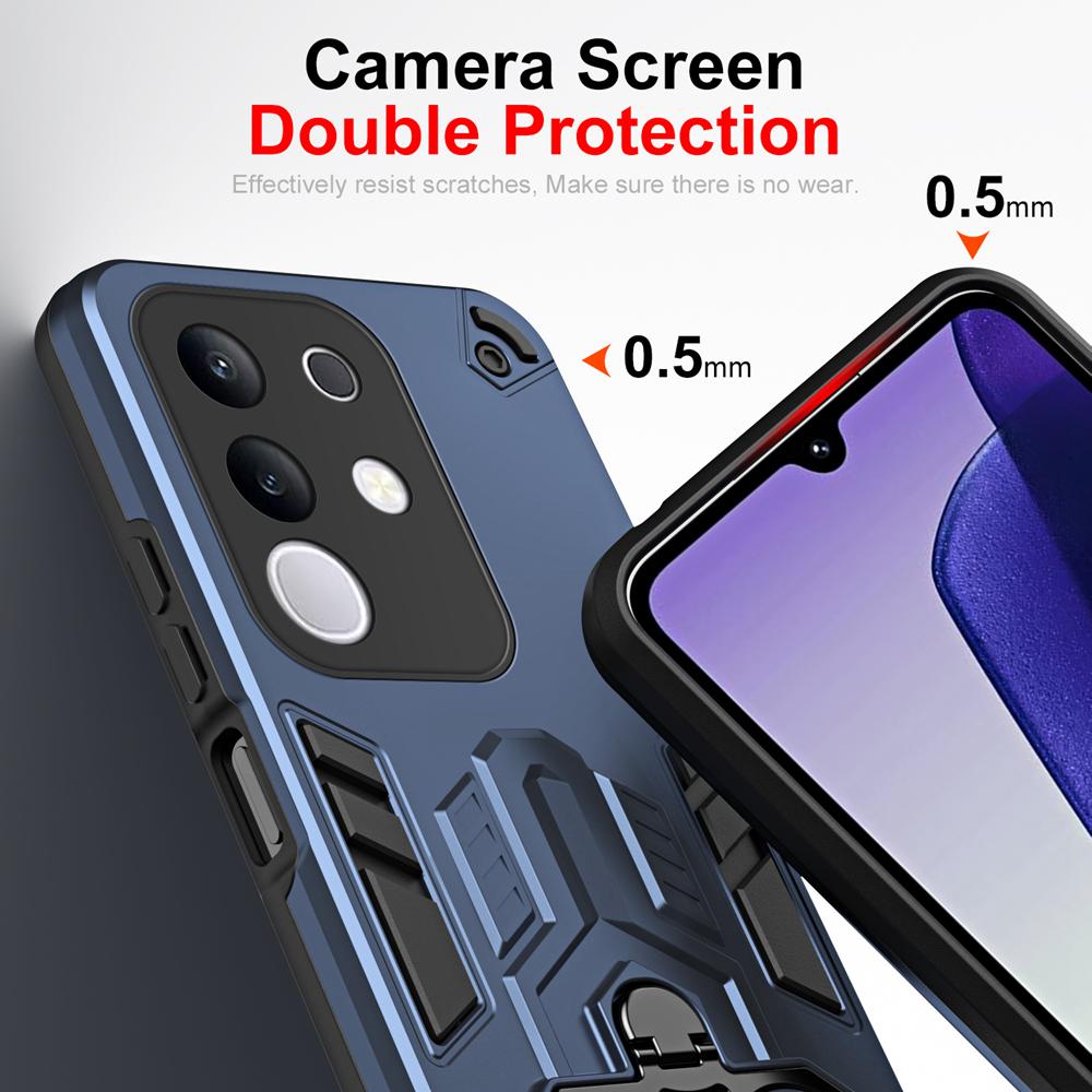 KEYSION Stoßfeste Panzerhülle für VIVO Y29 4G Weiches Silikon+PC Metallringständer Handy-Rückabdeckung für IQOO Z10X 5G