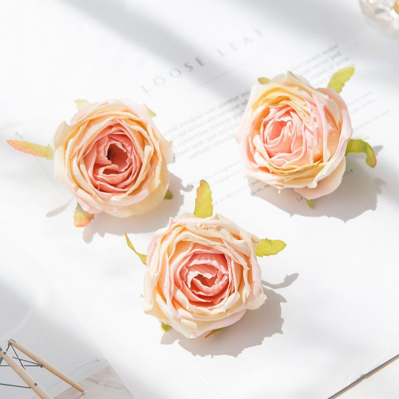 Große gerollte Kanten Rosenkopf Handgemacht DIY Künstliche Rosen Blumen Schößchen Hochzeitsblume Künstliche Requisiten Dekoration Kunstblumen