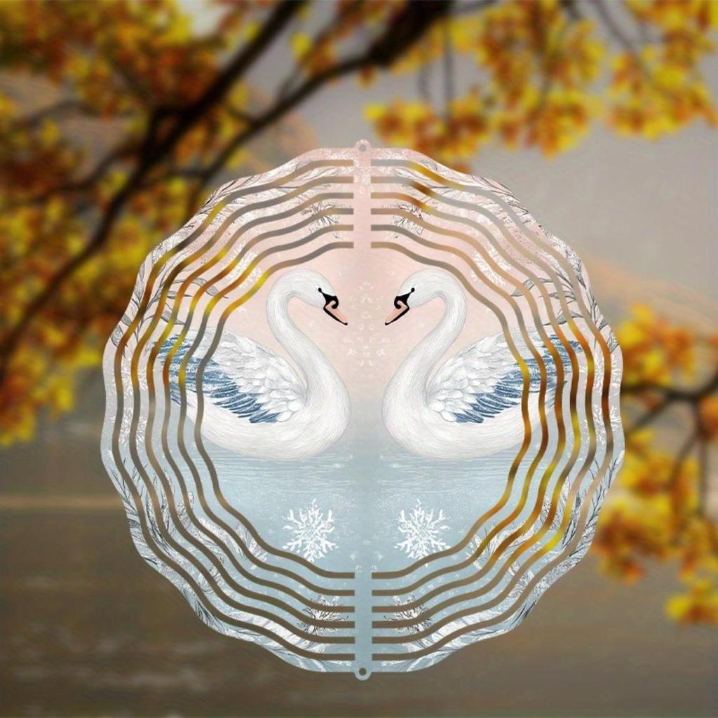 10-calowy dzwonek wietrzny Łabędź z hakiem obracanym o 360 stopni Elegancki wystrój ogrodu na wszystkie pory roku Idealny prezent dla przyjaciół Spokojna ozdoba zewnętrzna